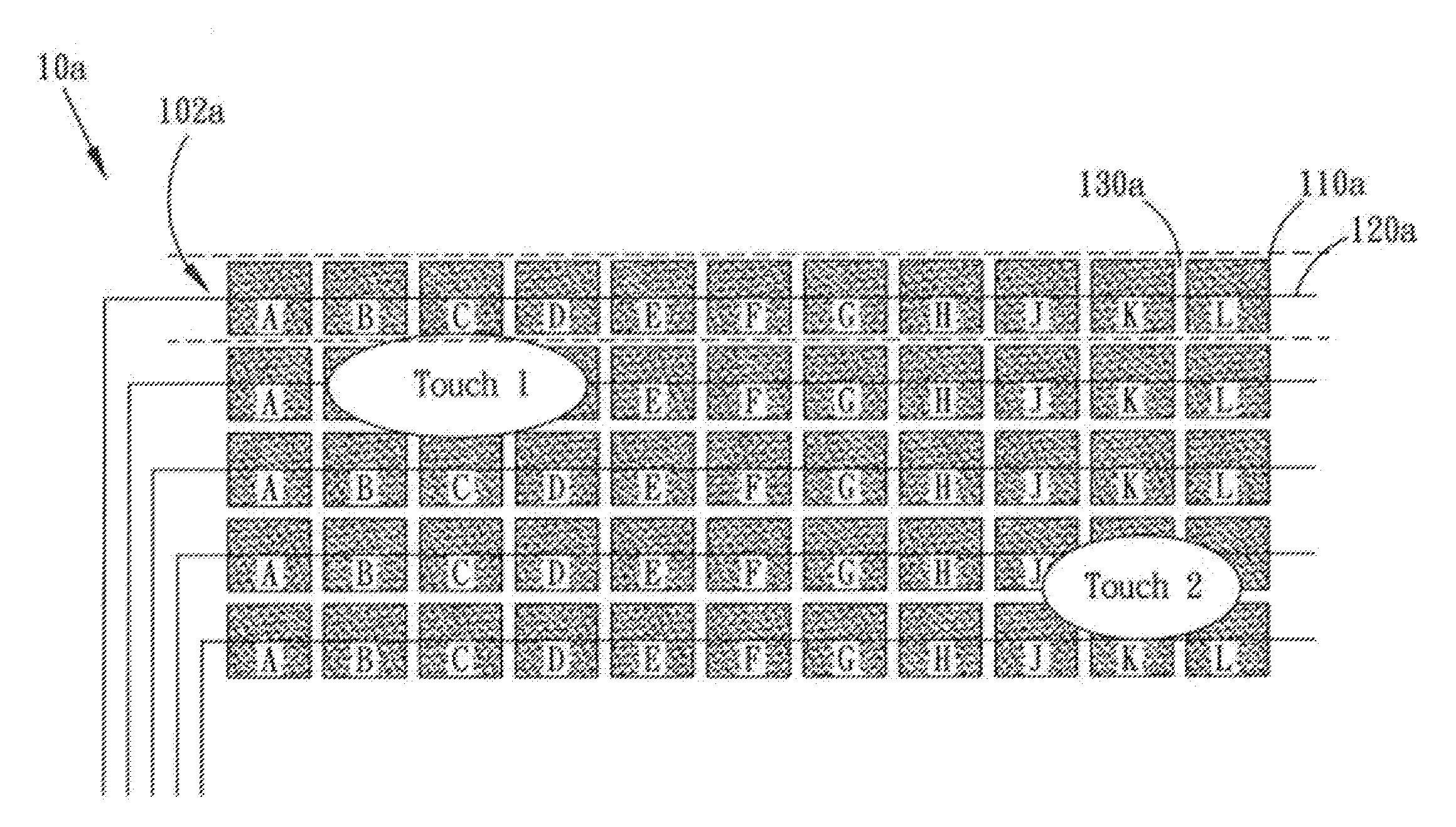 Circuit structure for a capacitive touch panel