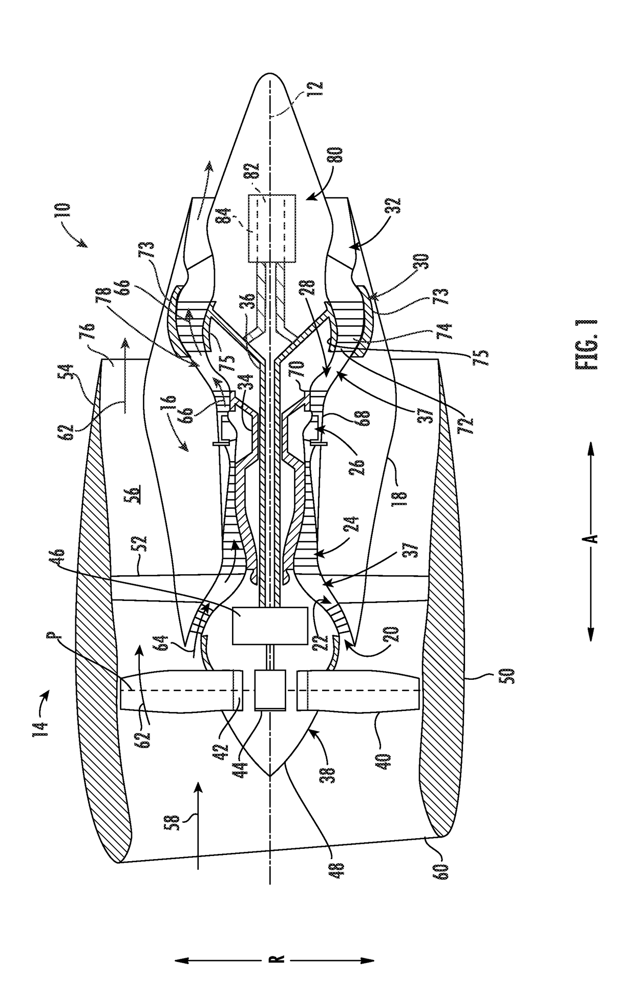 Turbomachine with Alternatingly Spaced Turbine Rotor Blades