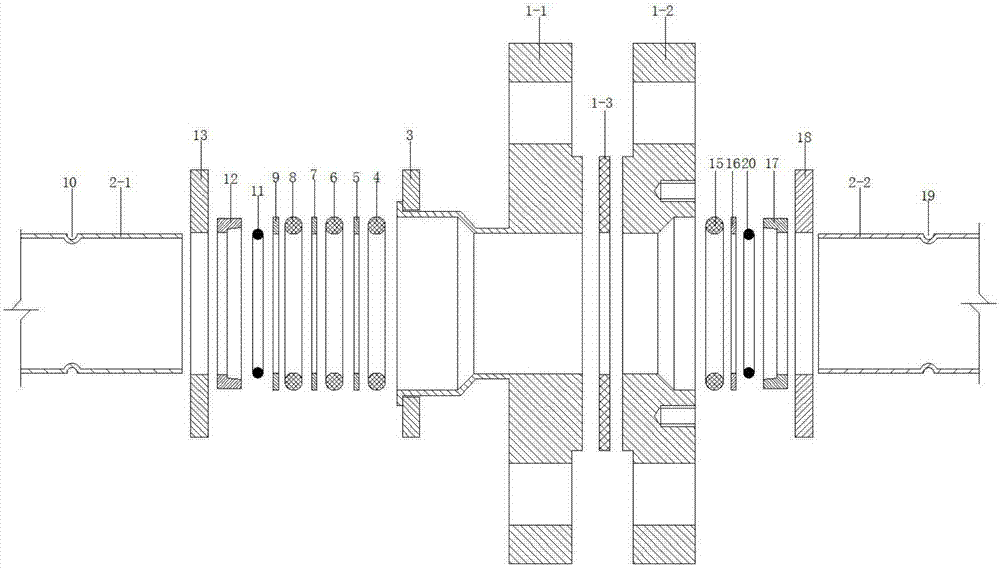 Plate pressure flange type pipeline connecting device