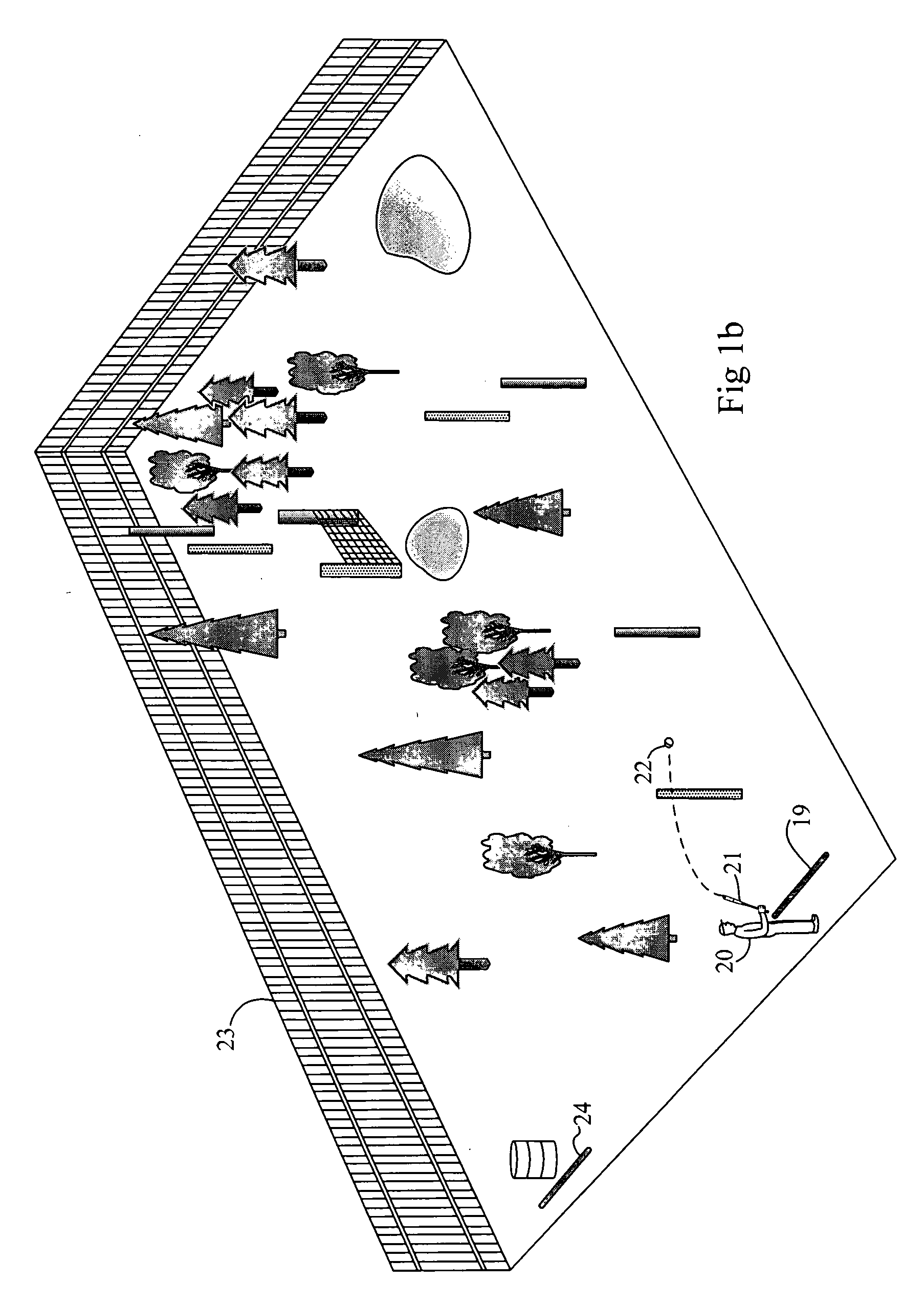 Game system and method for hitting a ball through a playing field