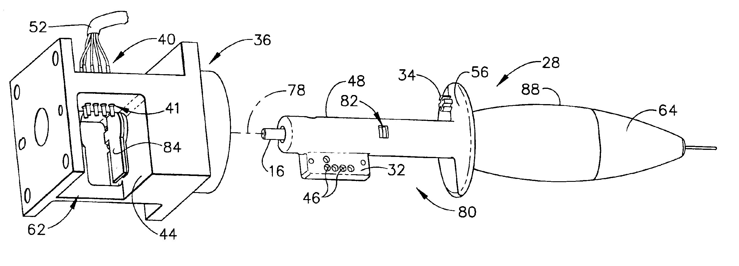 Connector incorporating a contact pad surface on a plane parallel to a longitudinal axis