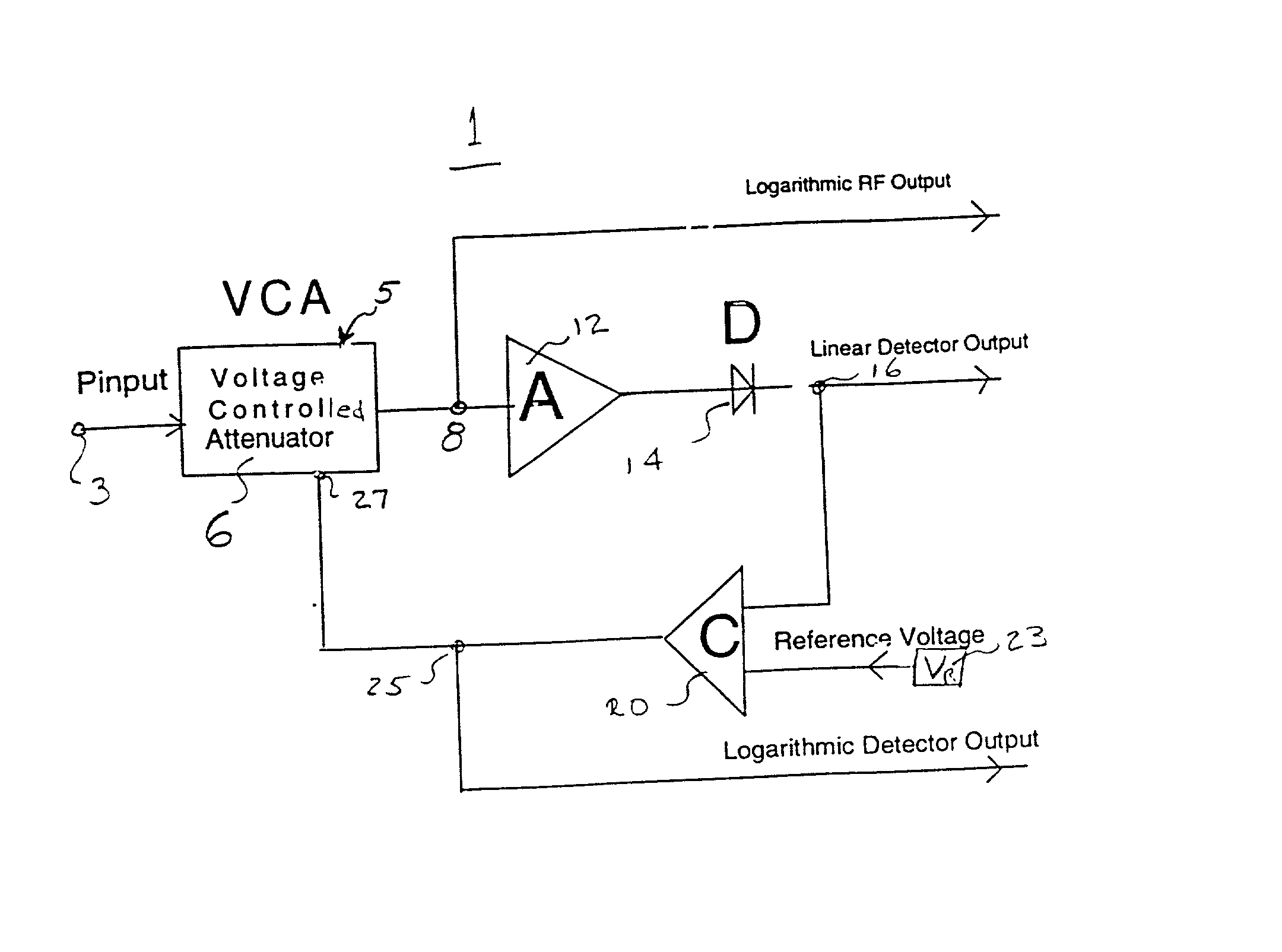 Extended range power detector and amplifier and method