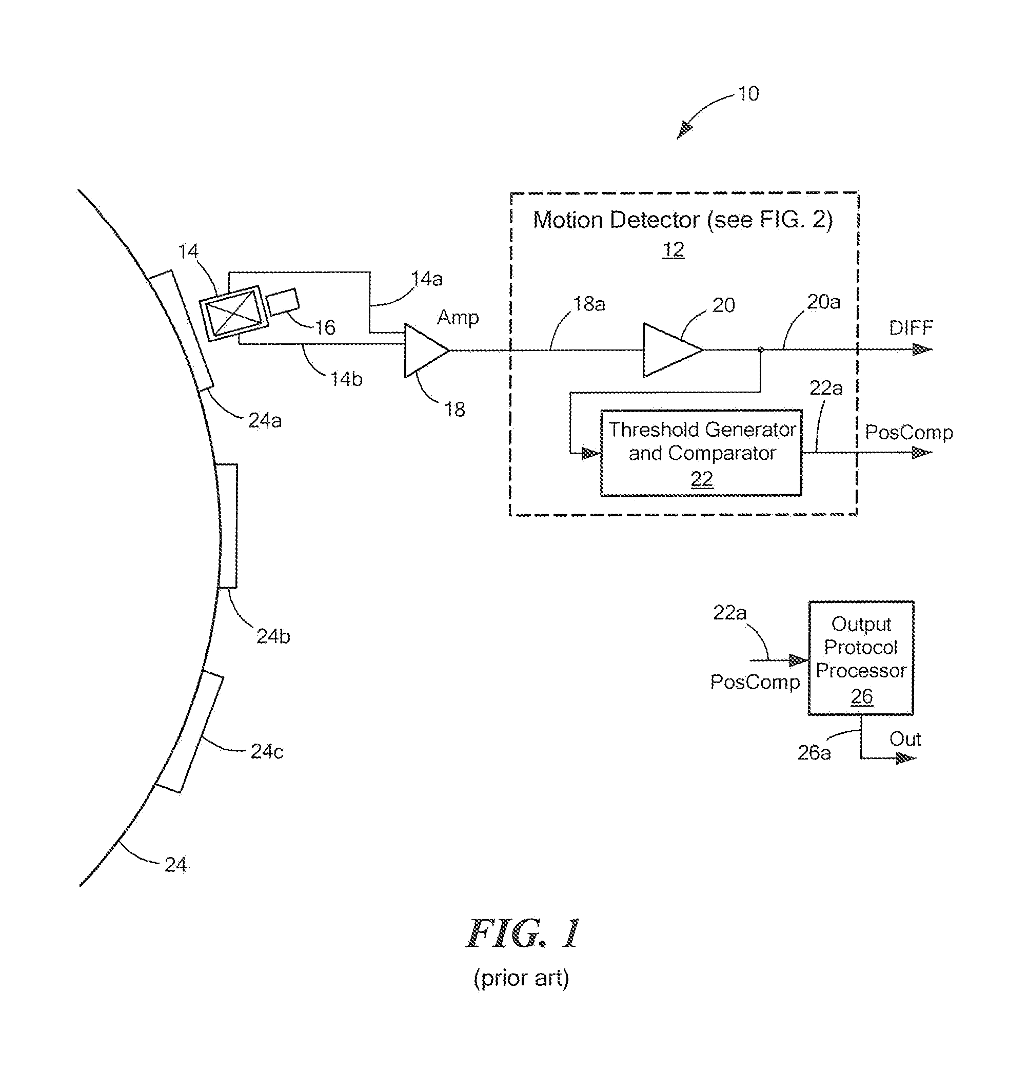 Circuits and Methods for Generating a Threshold Signal Used in a Motion Detector In Accordance With a Least Common Multiple of a Set of Possible Quantities of Features Upon a Target
