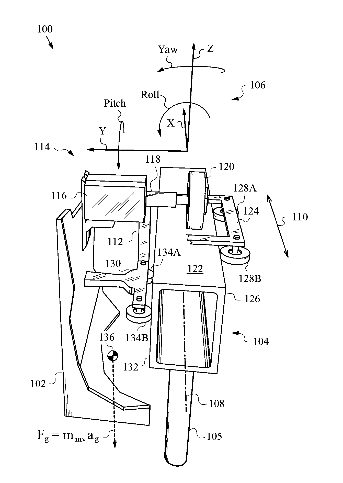 Monorail Vehicle Apparatus with Gravity-Controlled Roll Attitude and Loading
