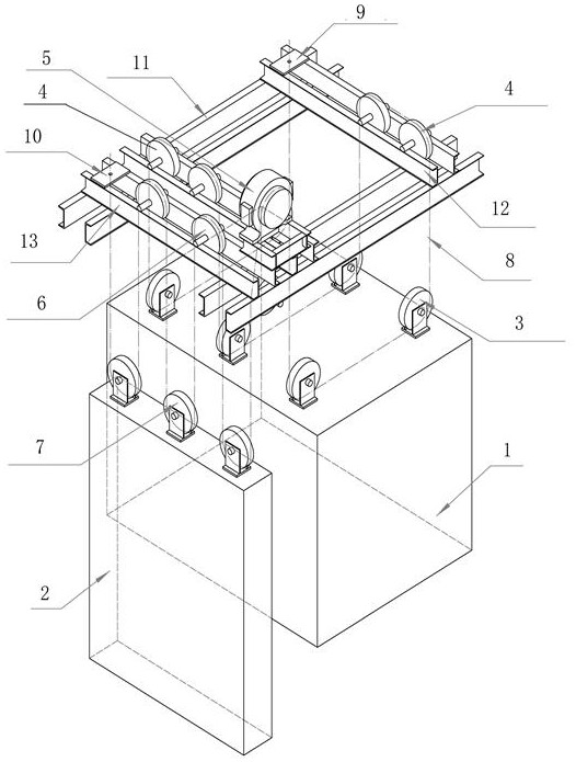 Traction structure of freight elevator based on 6 to 1 suspension way