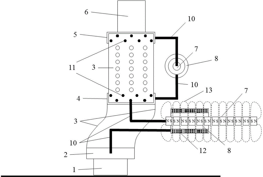 Flow-induced vibration power generating device based on deformable double-layer permeable box-type support