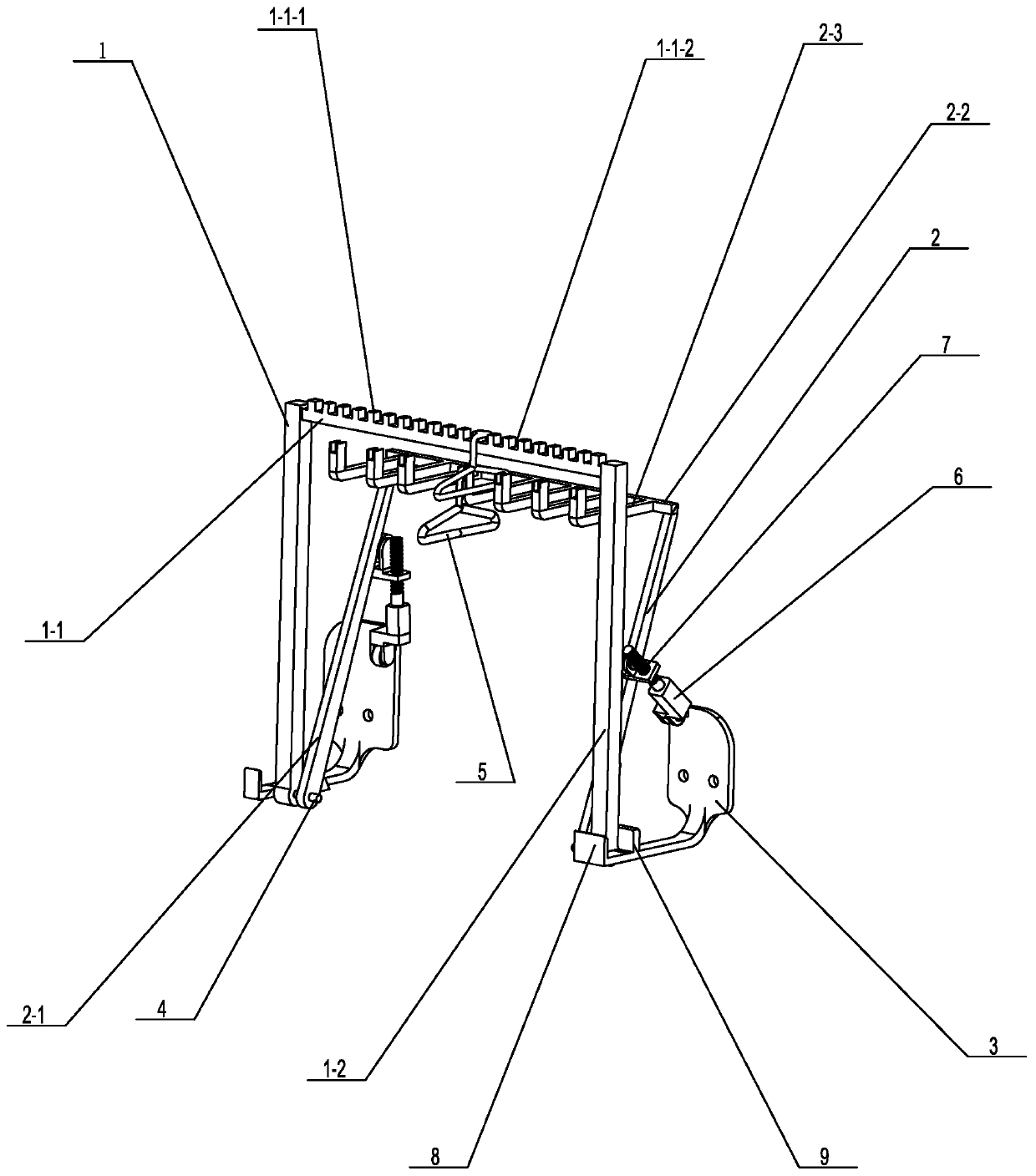 Clothes display device using ball screw push and pull