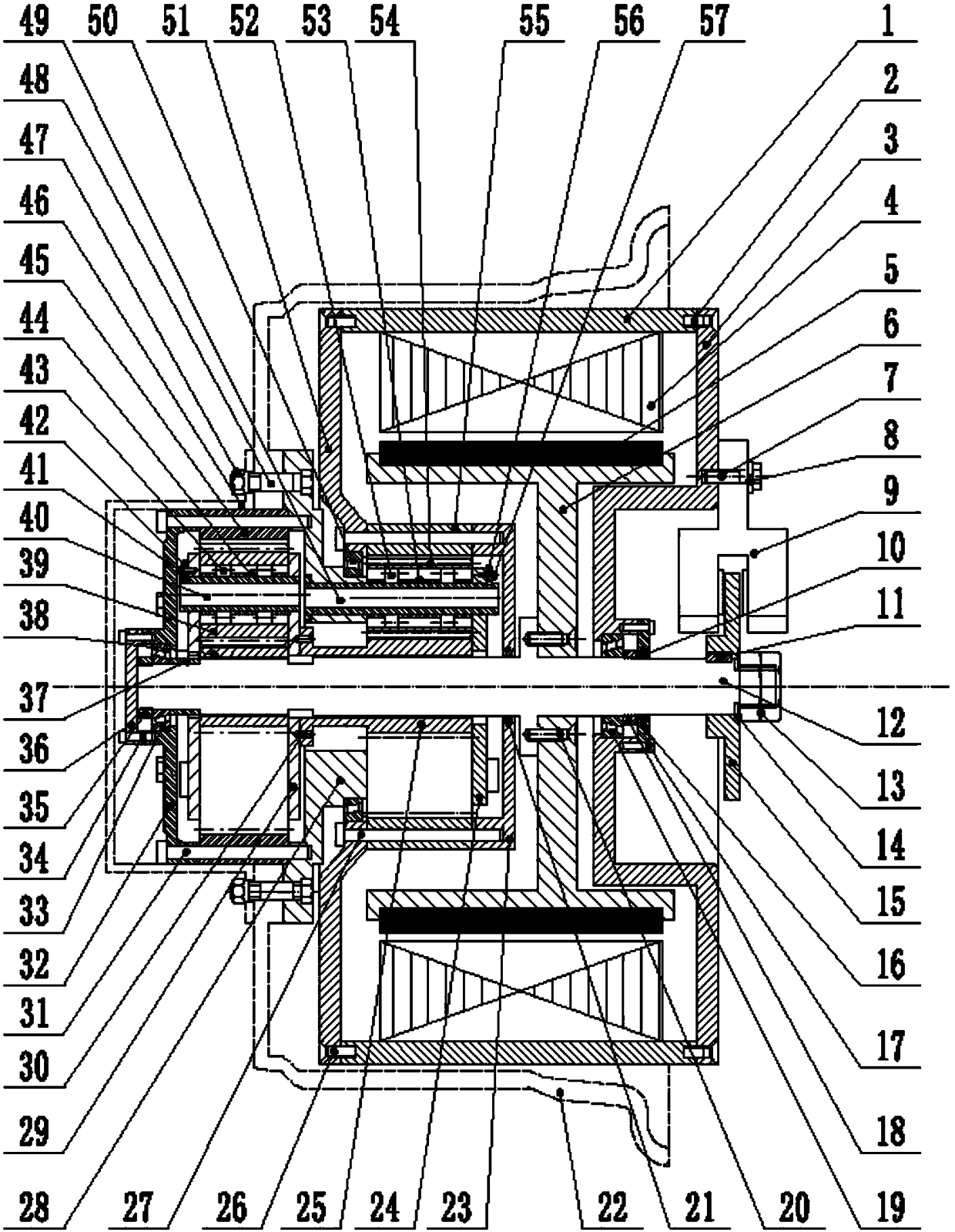 A wheel hub motor device with high output torque and automobile