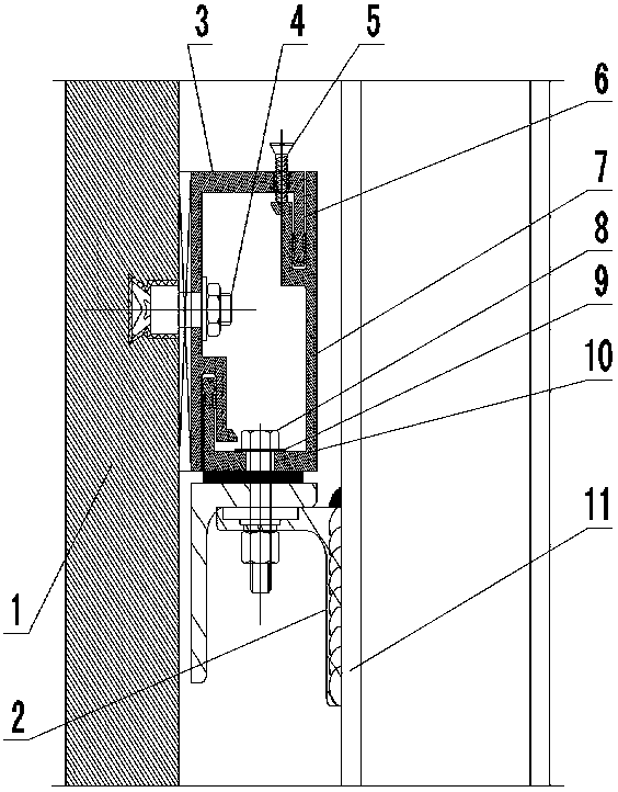 Installation structure and installation method of external wall back-bolt type dry hanging stone