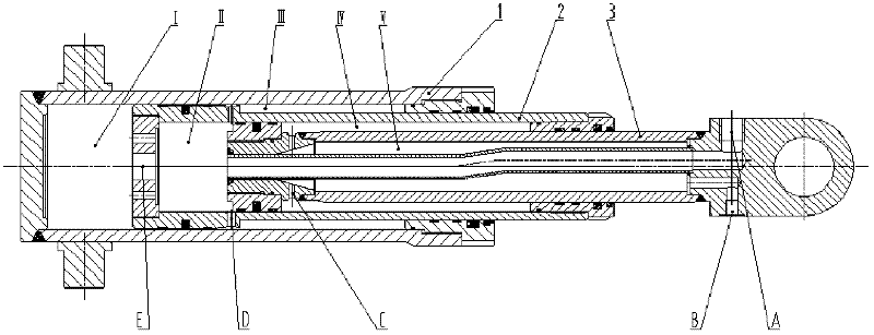 Difunctional synchronous telescopic type multistage hydraulic cylinder and hydraulic device
