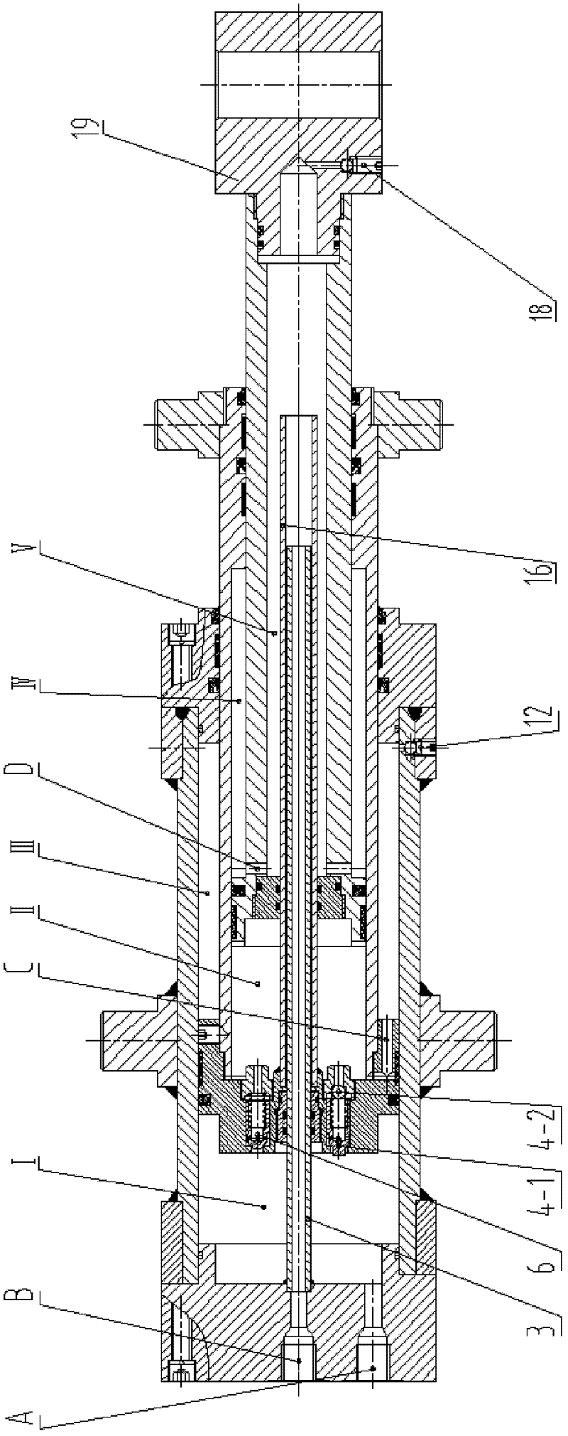 Difunctional synchronous telescopic type multistage hydraulic cylinder and hydraulic device