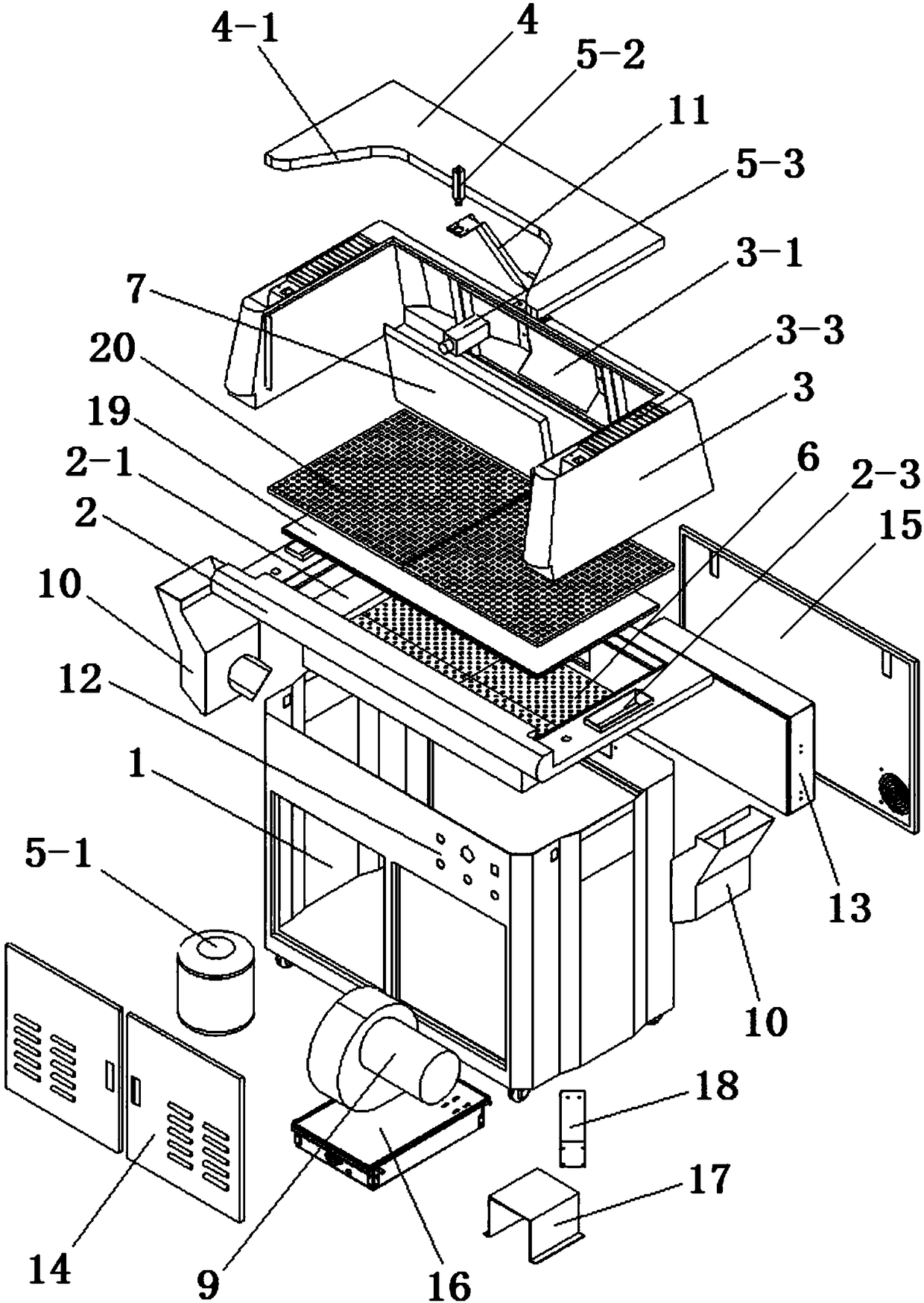 Improved glue sprayer and glue spraying waste gas treatment method applying improved glue sprayer