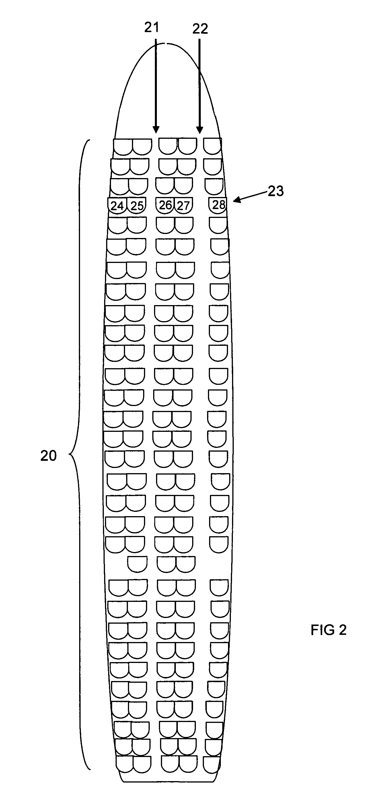 Airplane seating arrangement