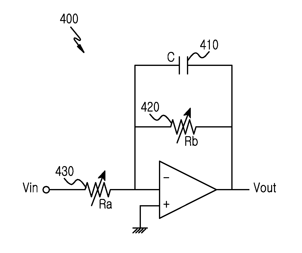 Amplifier and filter having variable gain and cutoff frequency controlled logarithmically according to digital code