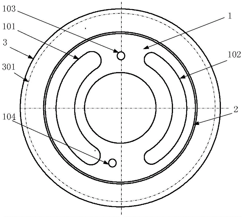 A rotatable split axial piston pump distribution plate with an outer seal