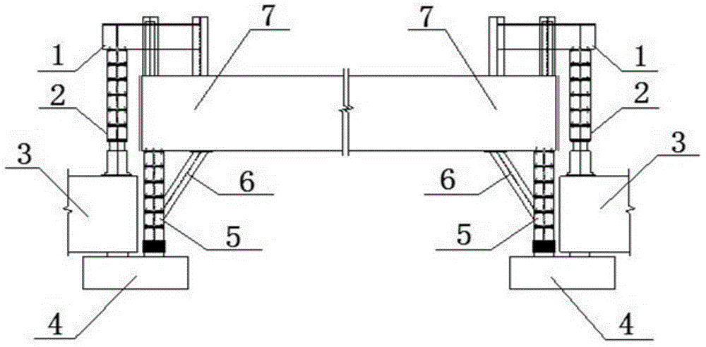 Support beam falling method for surfaces of middle and small bridges and special support device