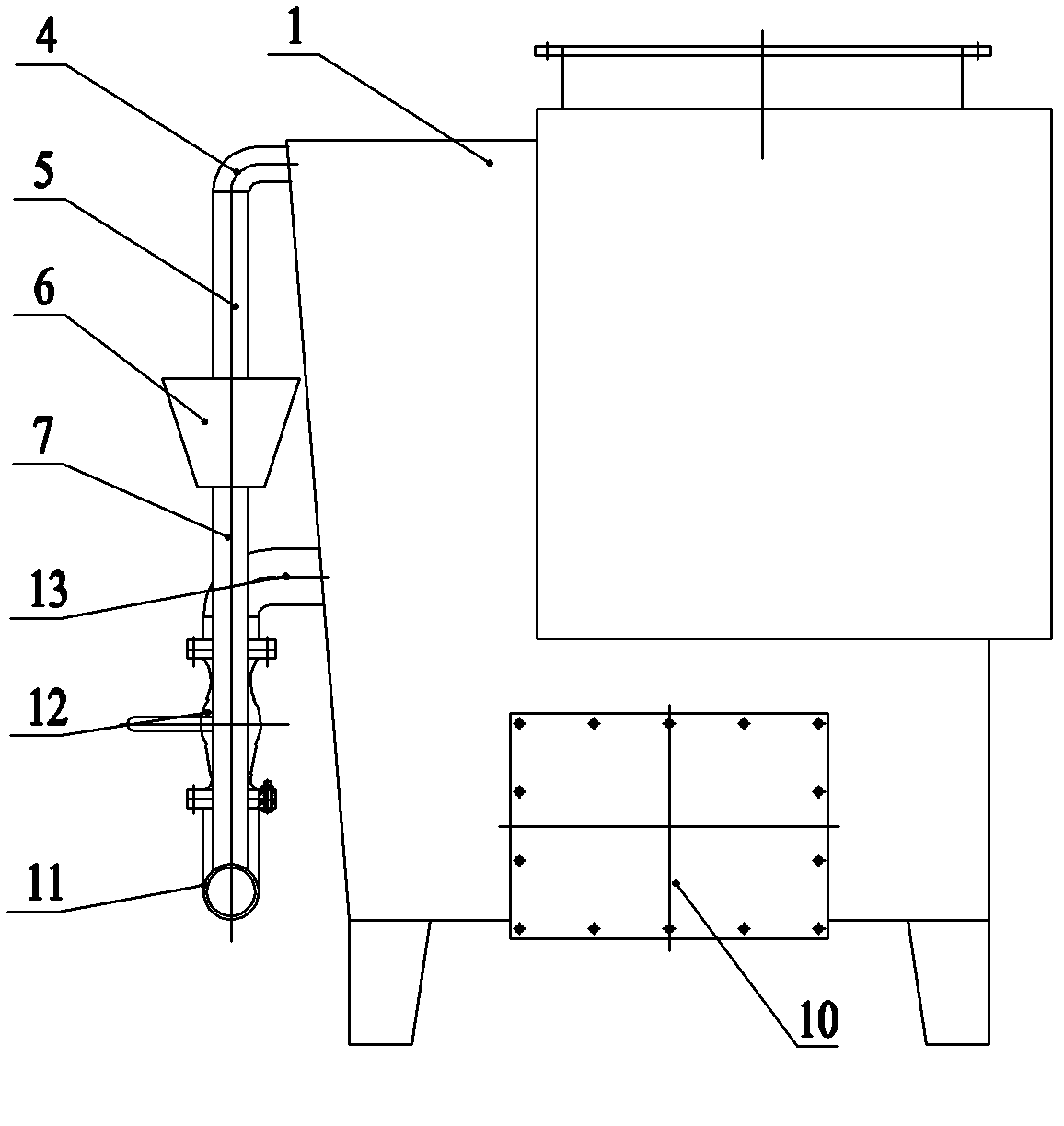 Water seal dust removing device of gas producer