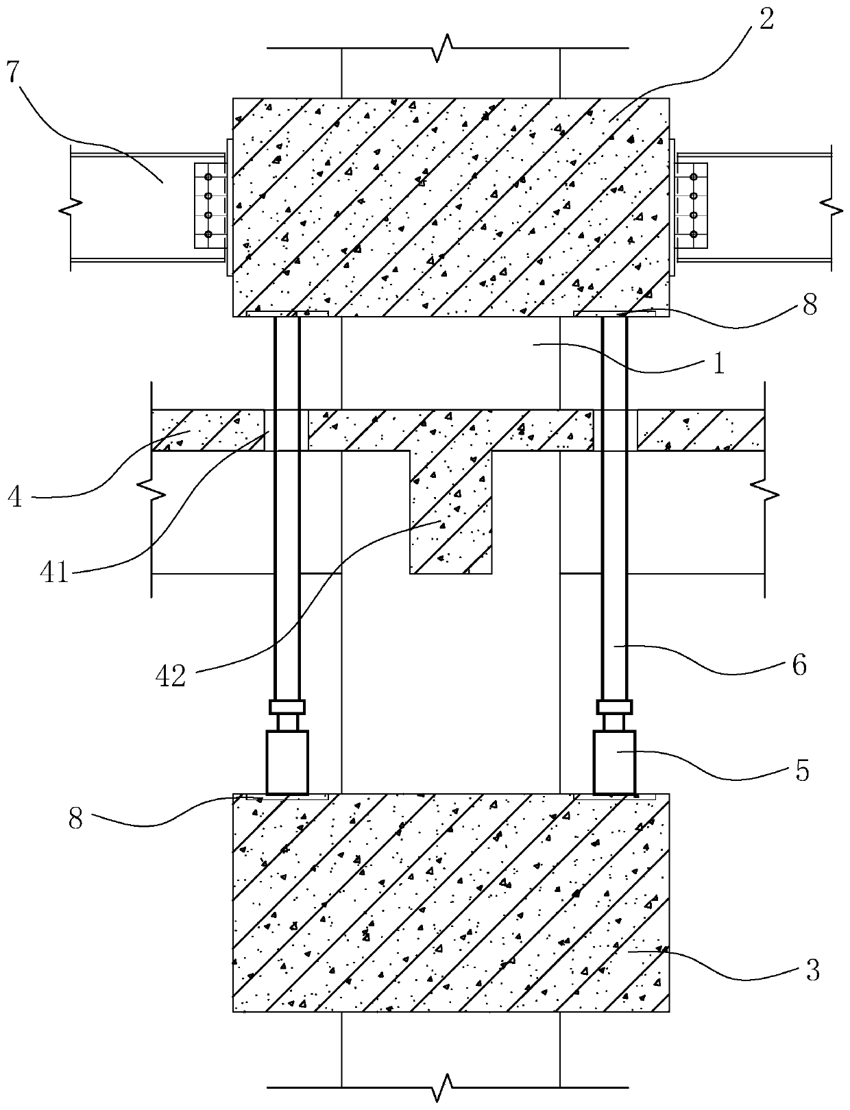 Method for changing floor frame column to on-beam column structure