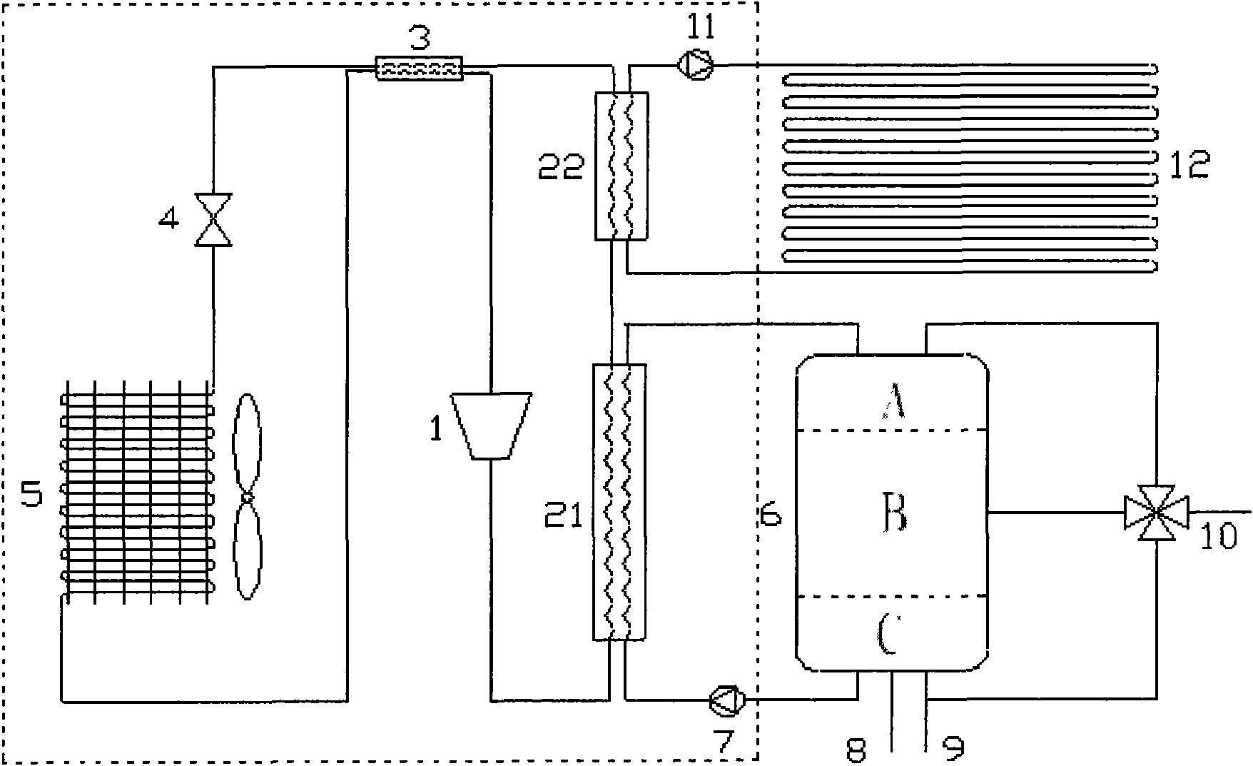 Water heater with heating-supply from transcritical carbon dioxide heat-pump