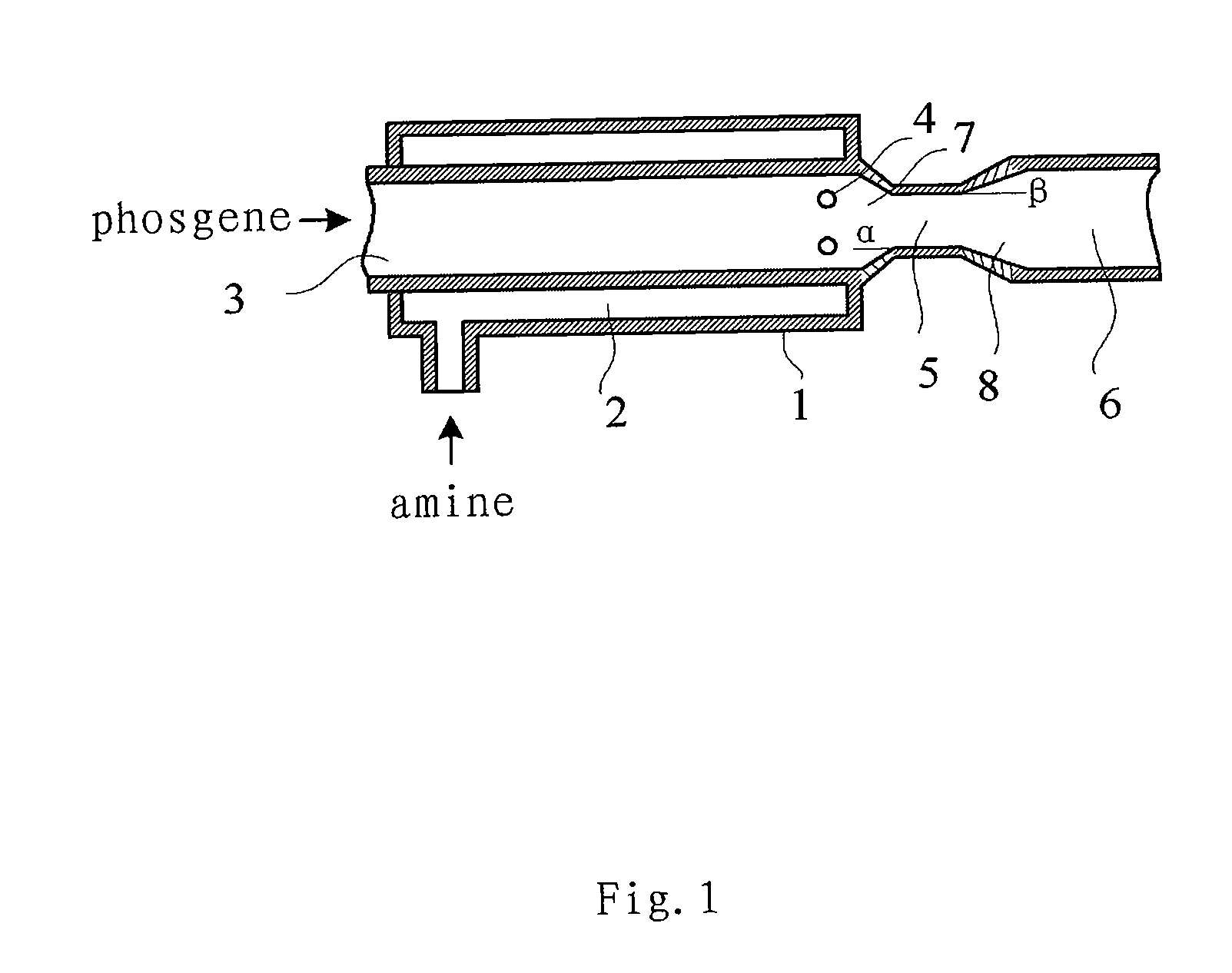 Hole jet reactor and a process for the preparation of an isocyanate using the reactor