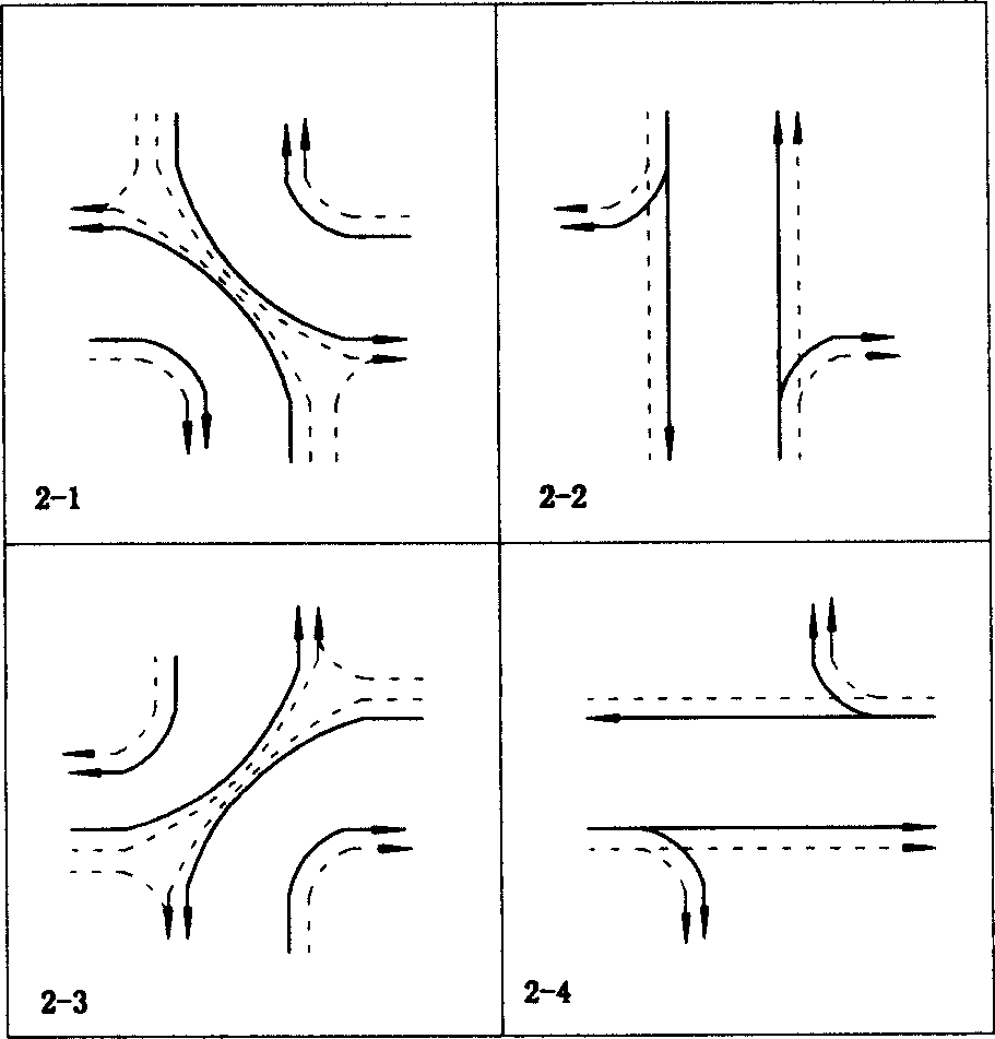 Improvement method for traffic organization of three-lane road and crossing