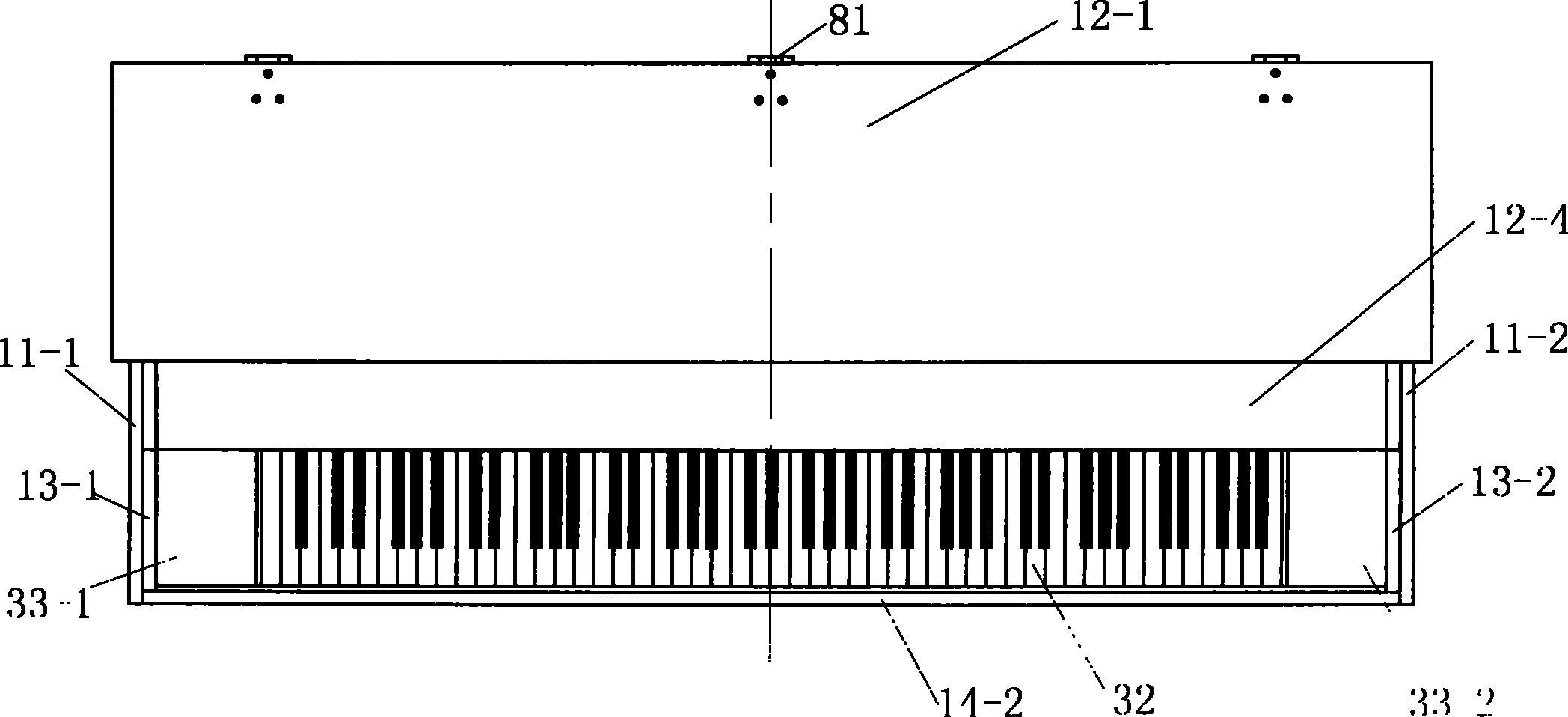 Piano and its outer casing component