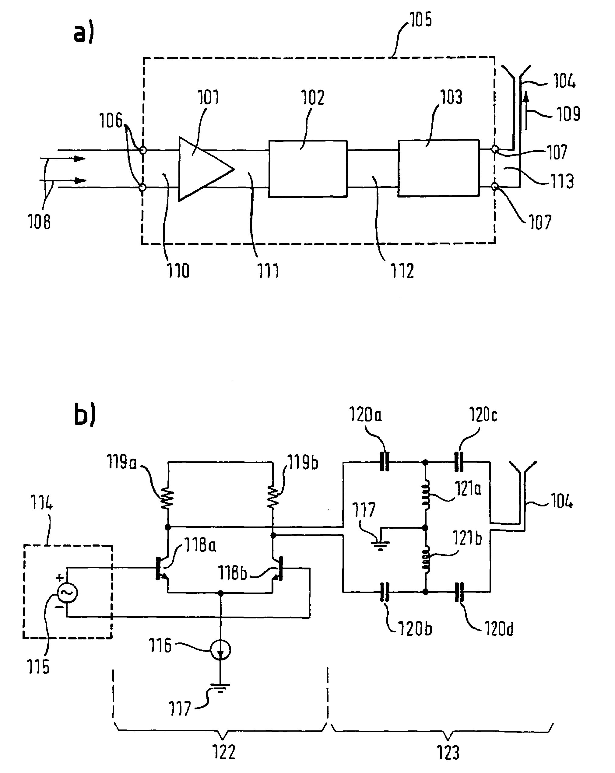 Coupling device for interfacing power amplifier and antenna in differential mode
