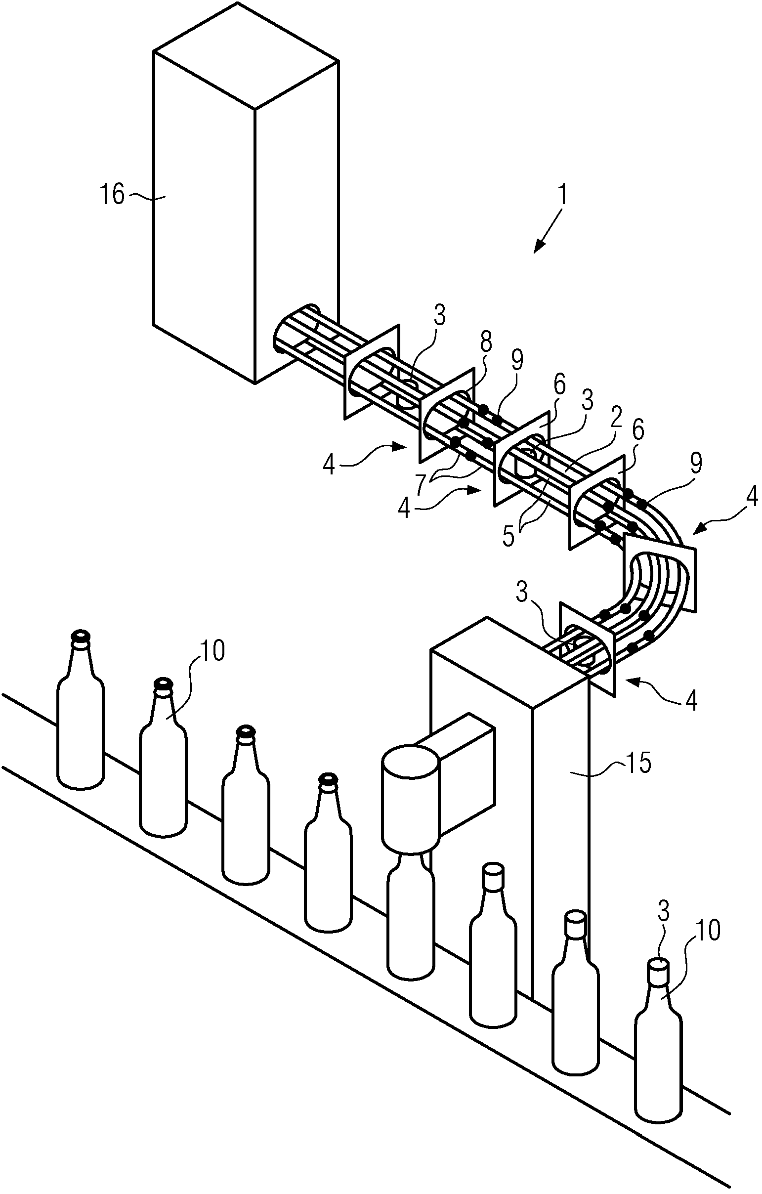 Transport system for container closures