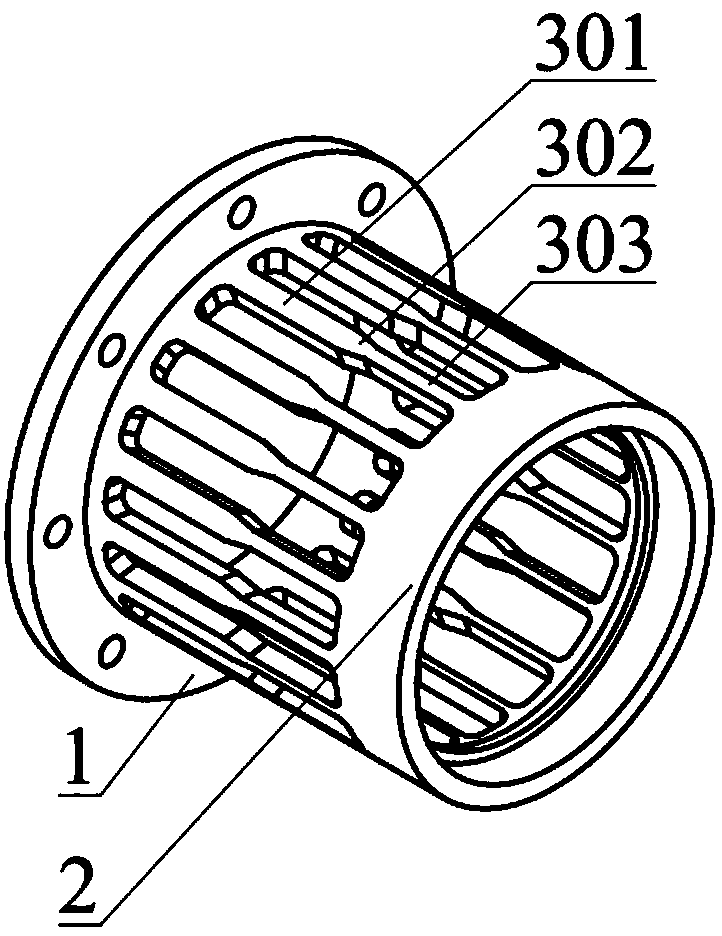 Squirrel cage type elastic support with rigid gradient