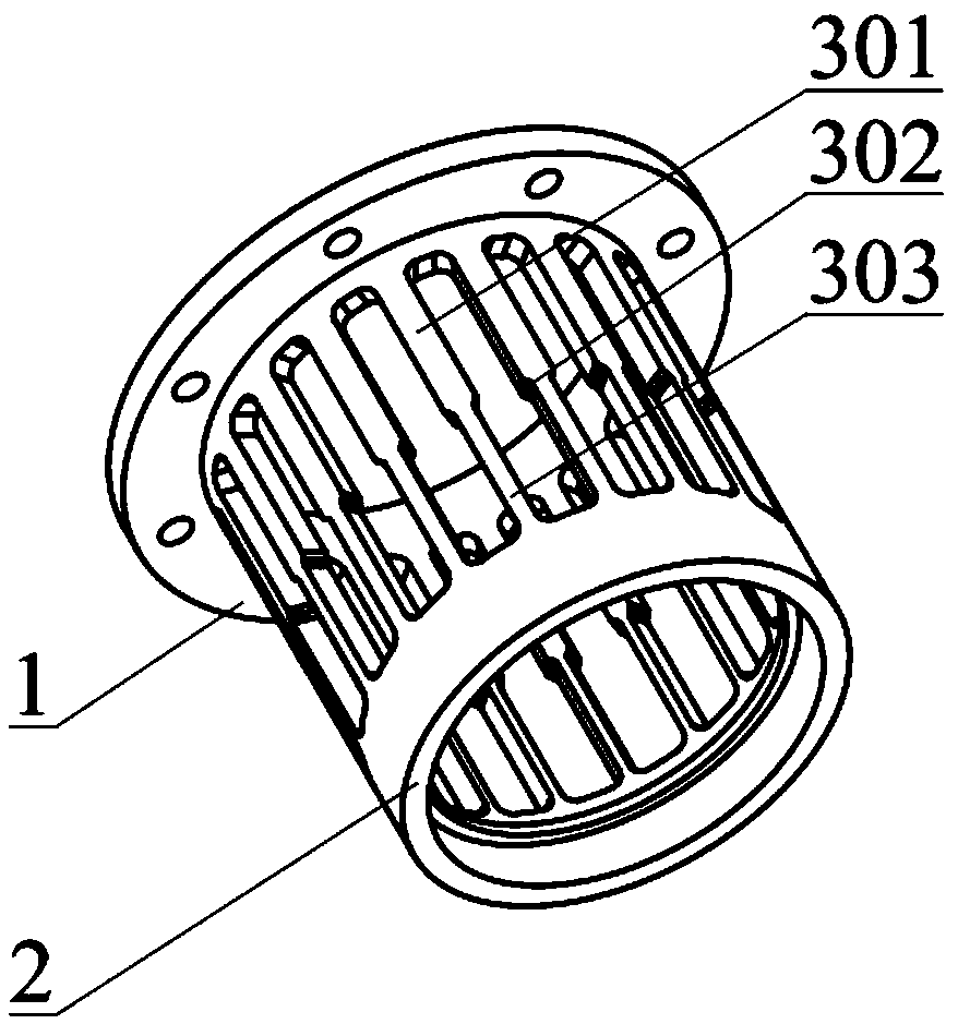 Squirrel cage type elastic support with rigid gradient