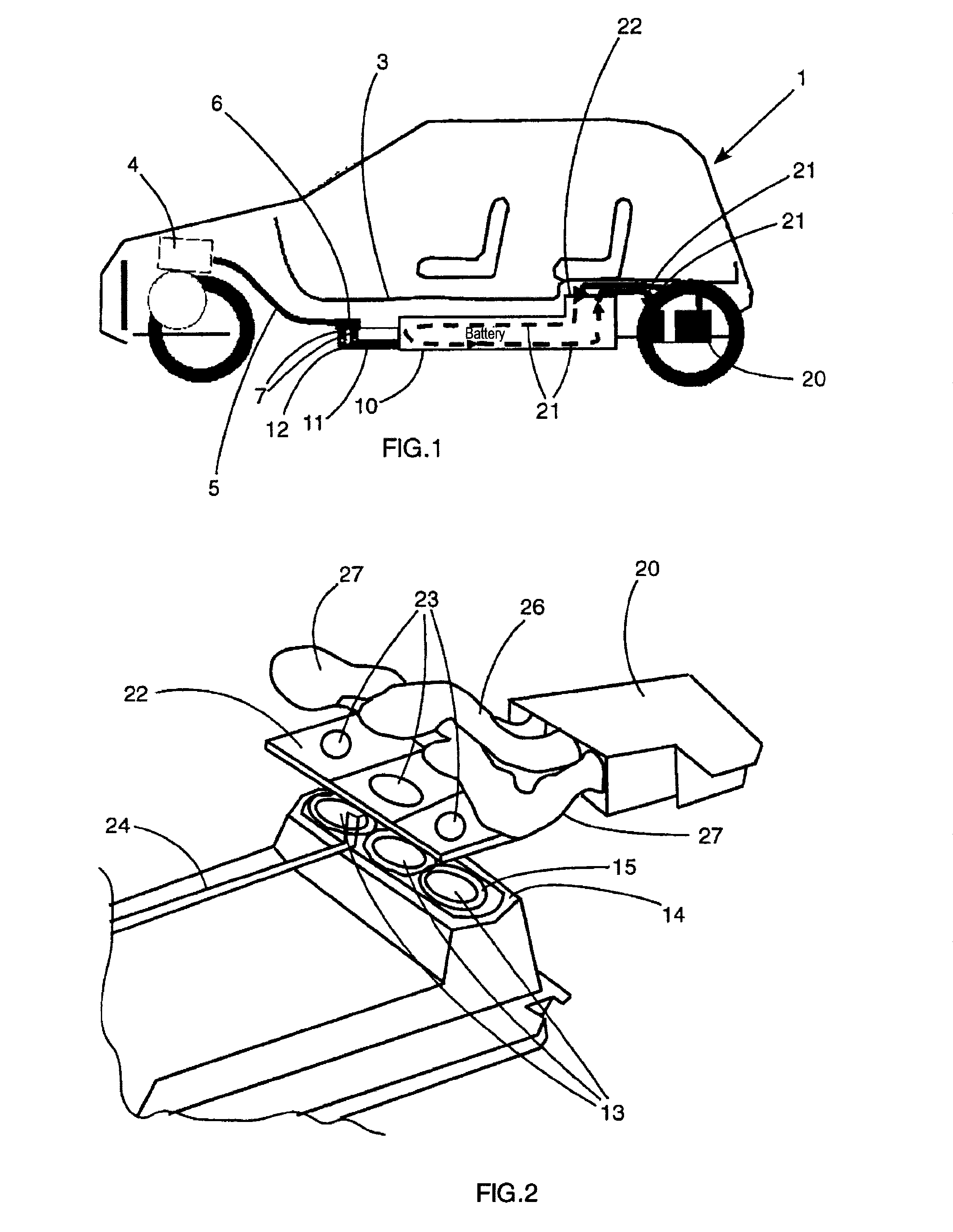 System for connecting a power-supply battery of a motor vehicle