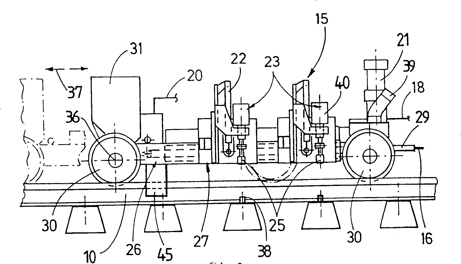 Machine and method for machining rails