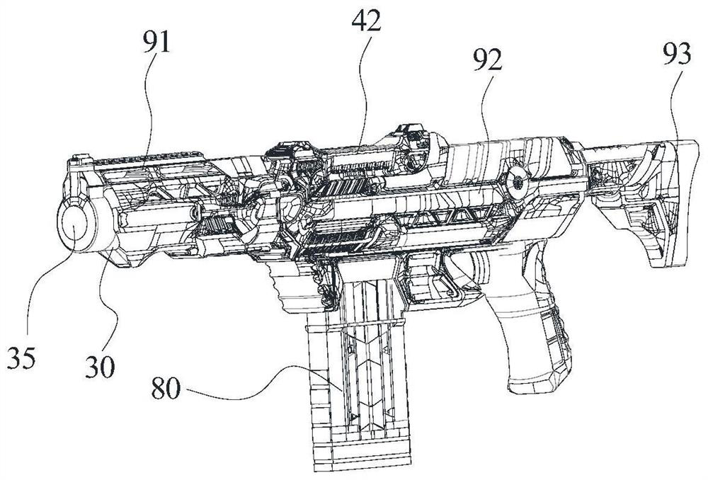 Rotary bullet shooting mechanical structure of toy gun