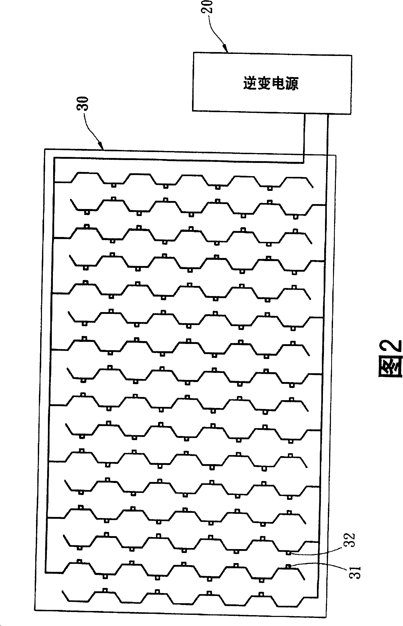 Method for driving device of generating plane light source, and structure