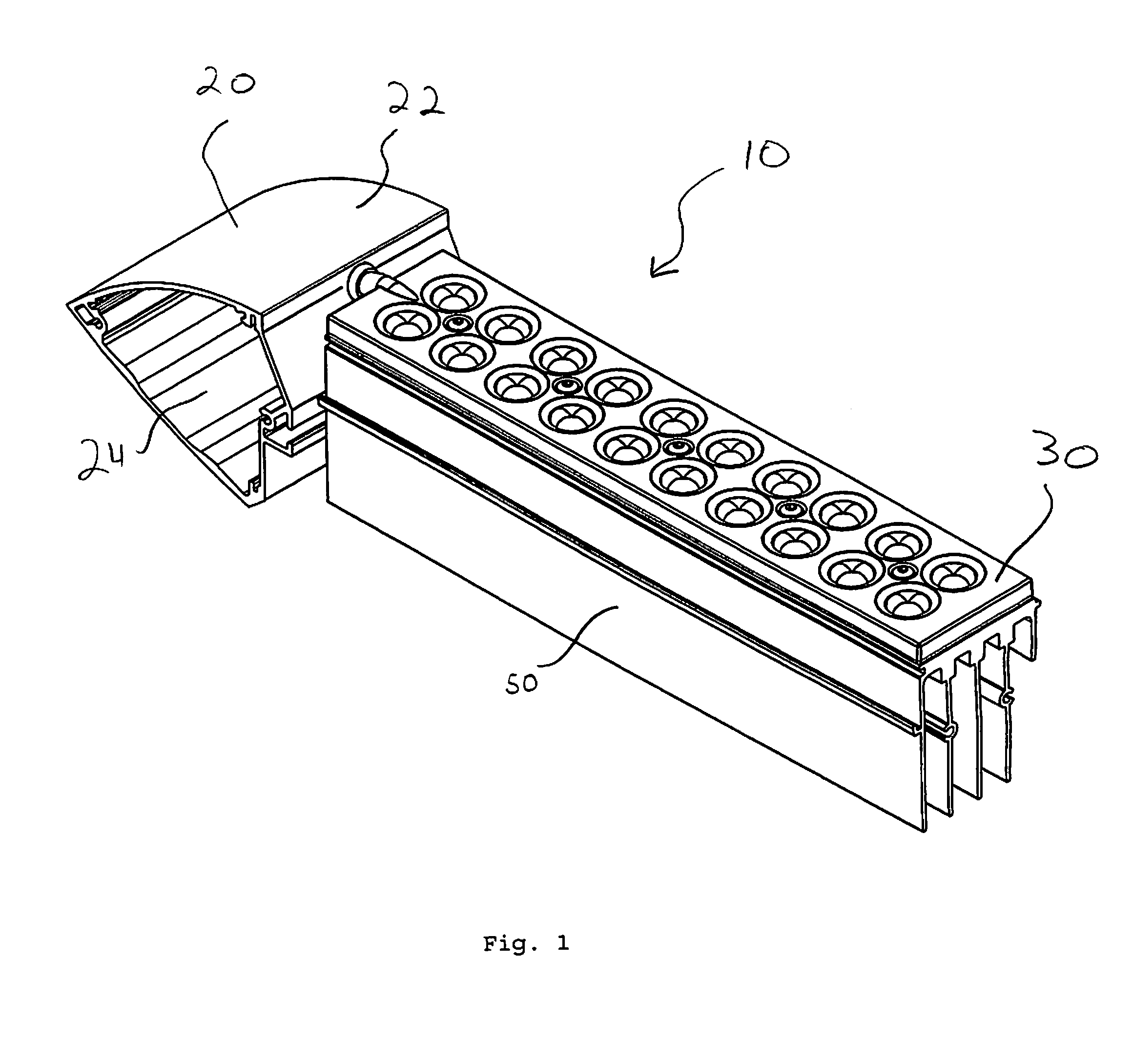 Multi-LED light fixture with secure arrangement for LED-array wiring
