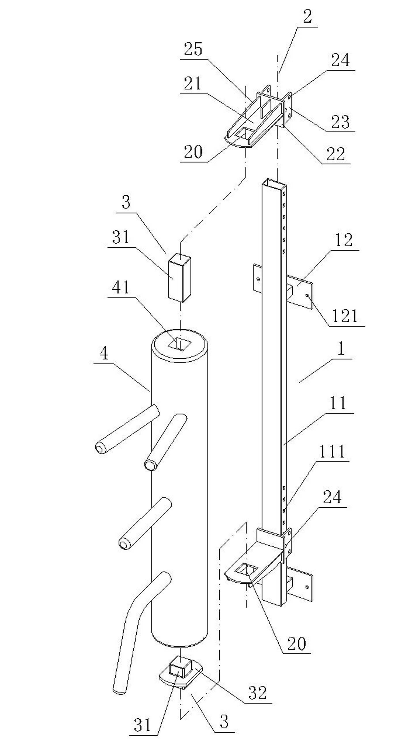 Timber pile for exercises