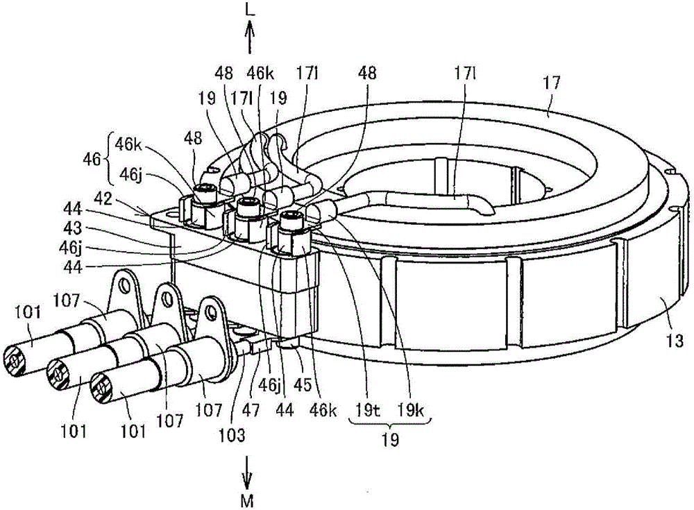 Terminal mounting structure for vehicle motor drive device