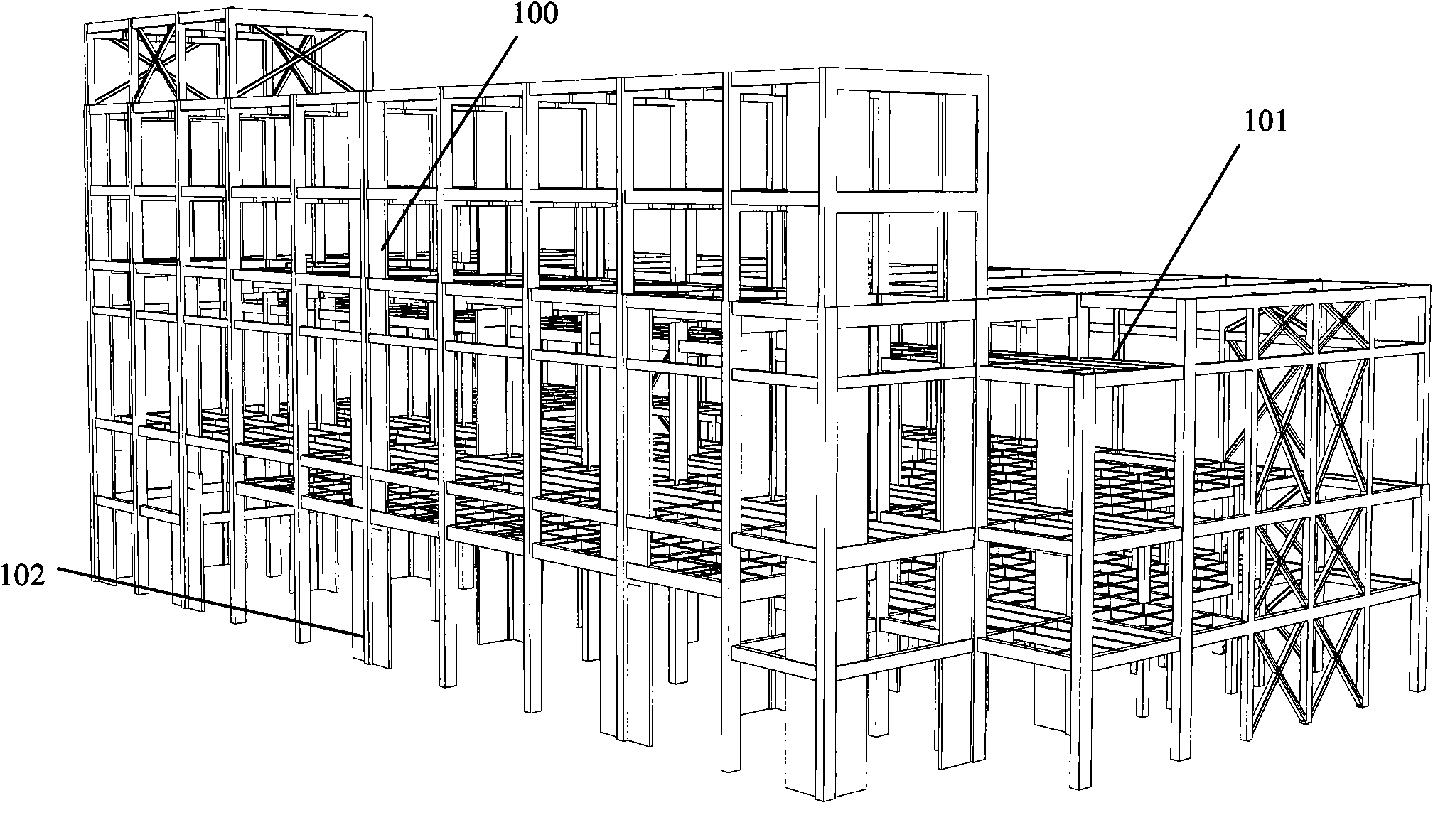 Main factory building structure system for large-scale thermal power plant