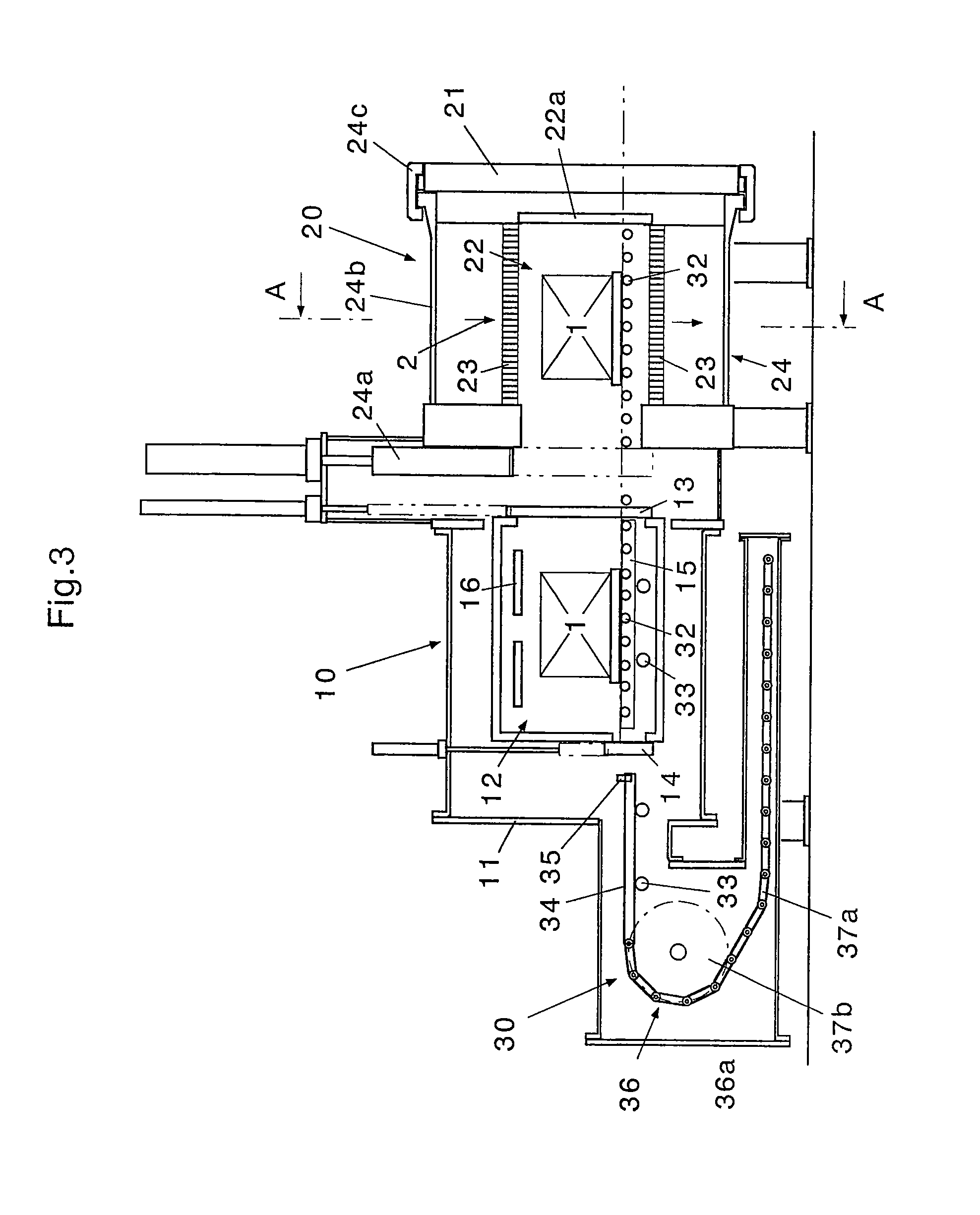 Change-over apparatus for cooling gas passages in vacuum heat treating furnace