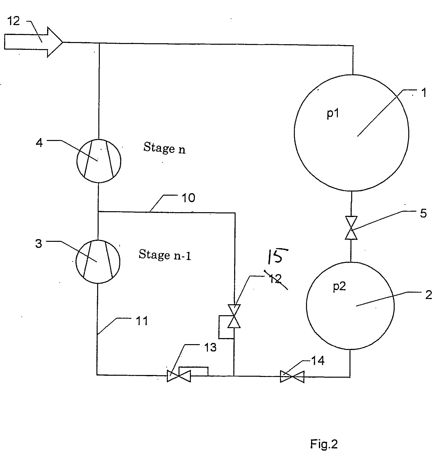 Method and device for recycling gas