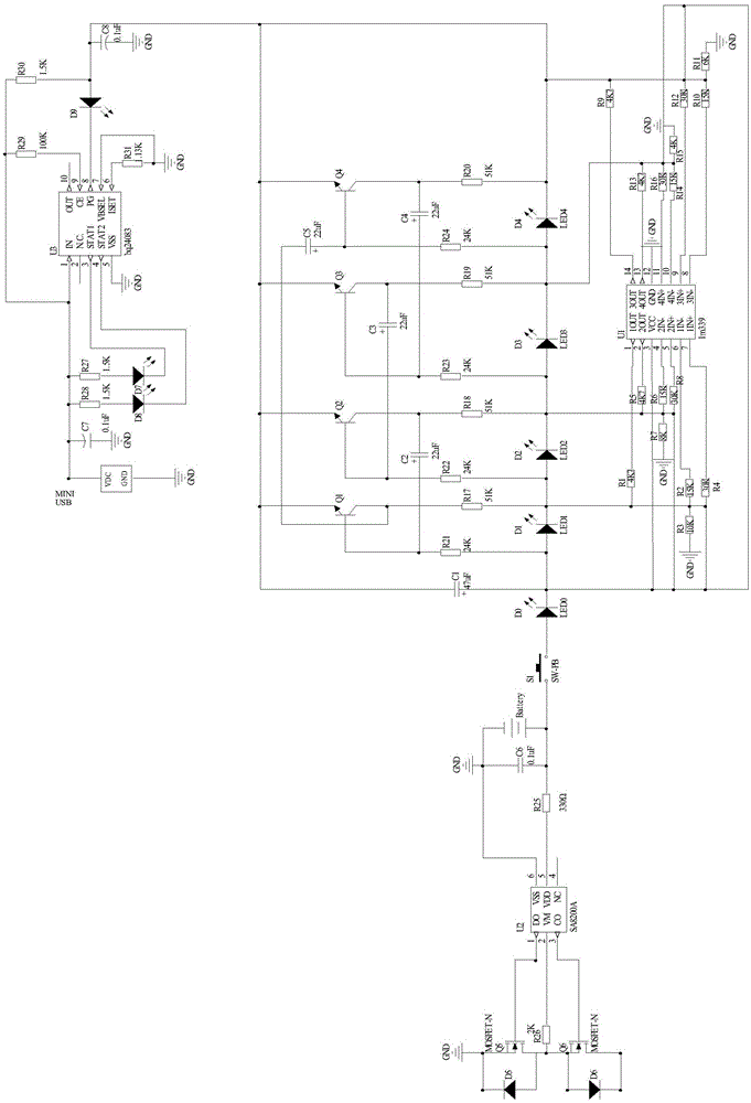 A charging circuit with protection for displaying electric quantity