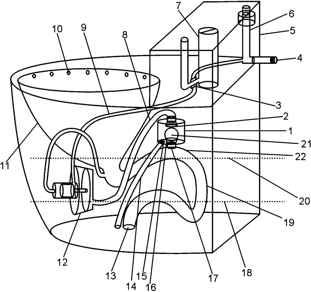 Double-seal transient negative pressure strong siphon closestool sewage drainage device