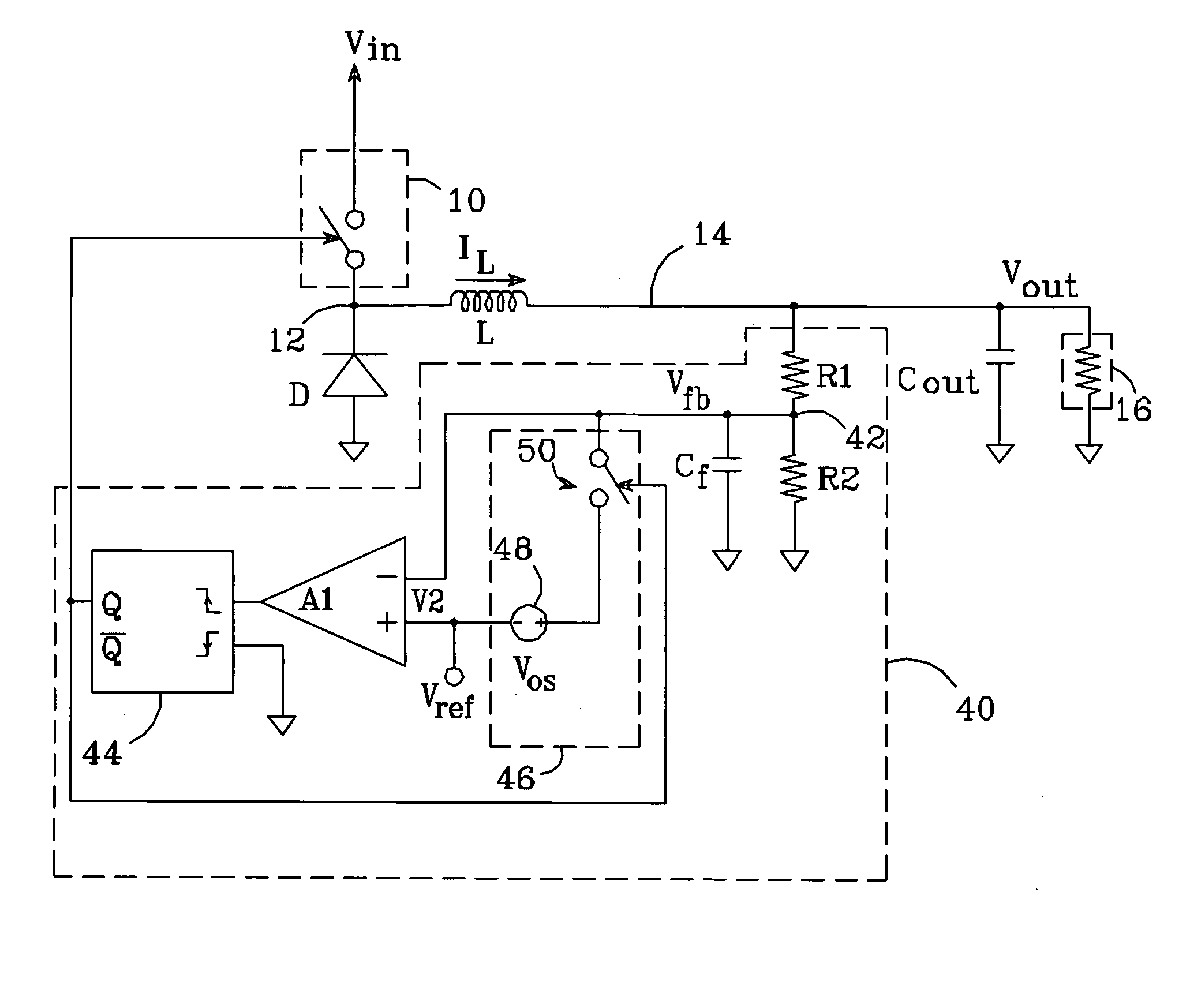 Switched noise filter circuit for a dc-dc converter