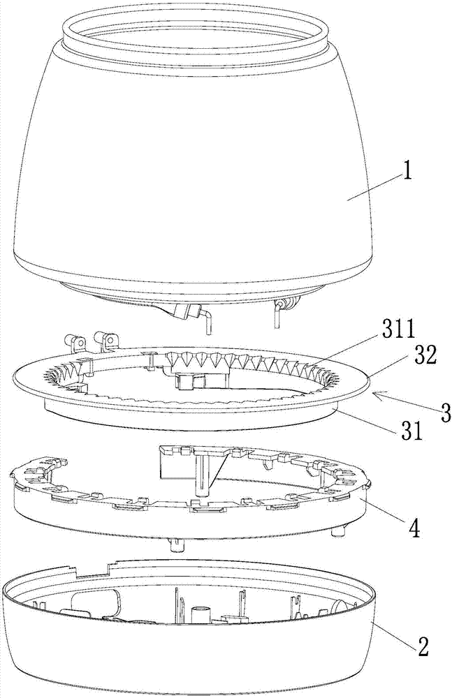 Glass electric kettle and lampshade fixing structure thereof