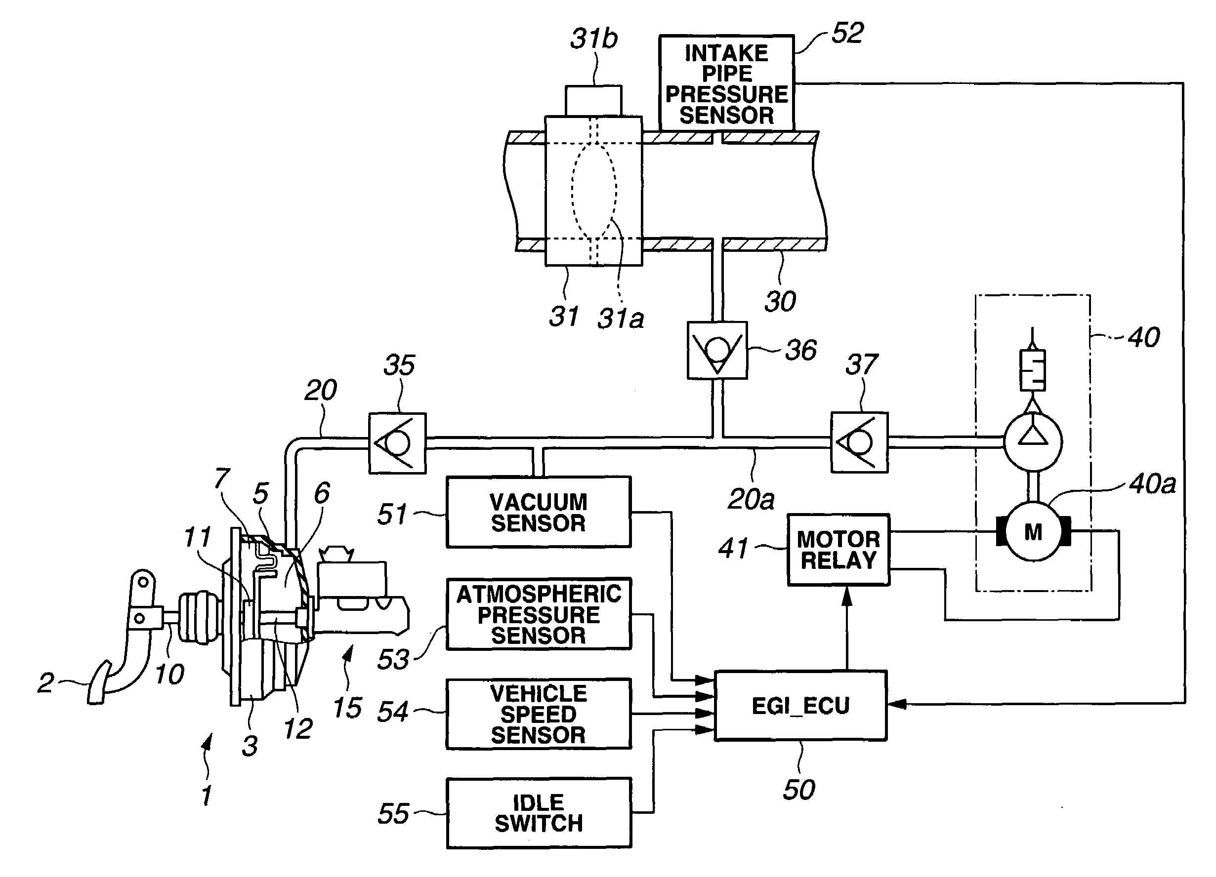 Control system for brake vacuum pump