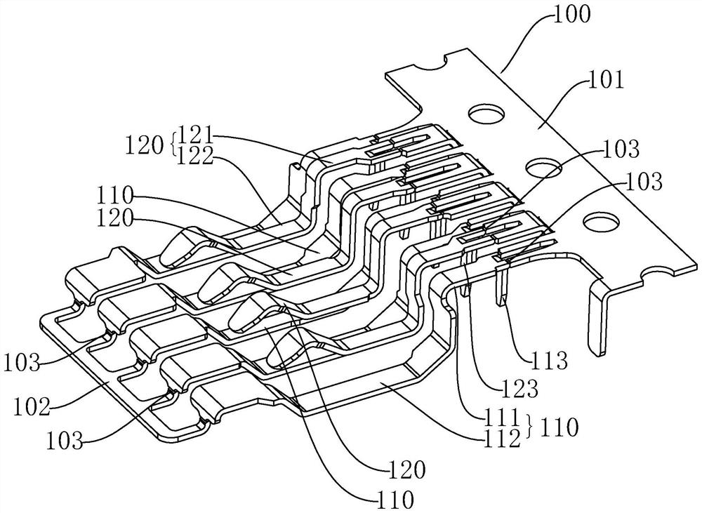 Connector power connection piece, conductive assembly and manufacturing method of conductive assembly