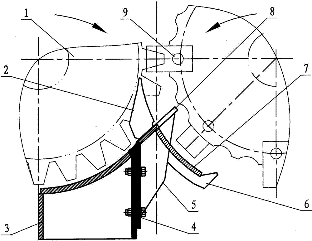 Chopping block type comb-shaped shear crushing device