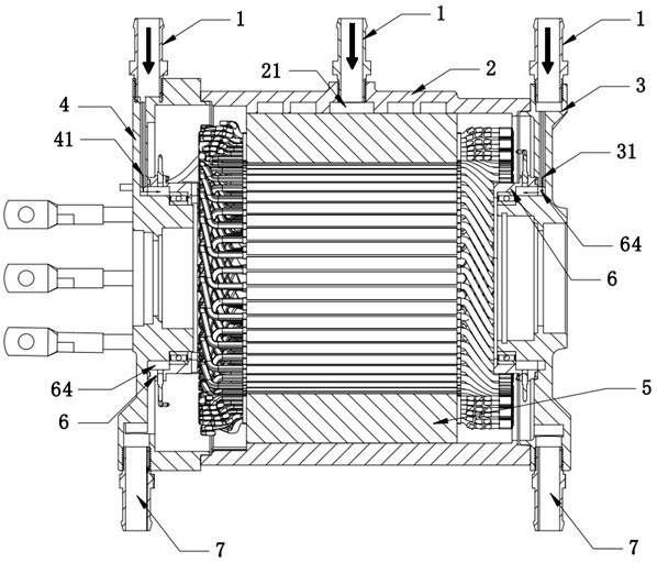 Oil-cooled flat wire motor with oil-driven spraying structure