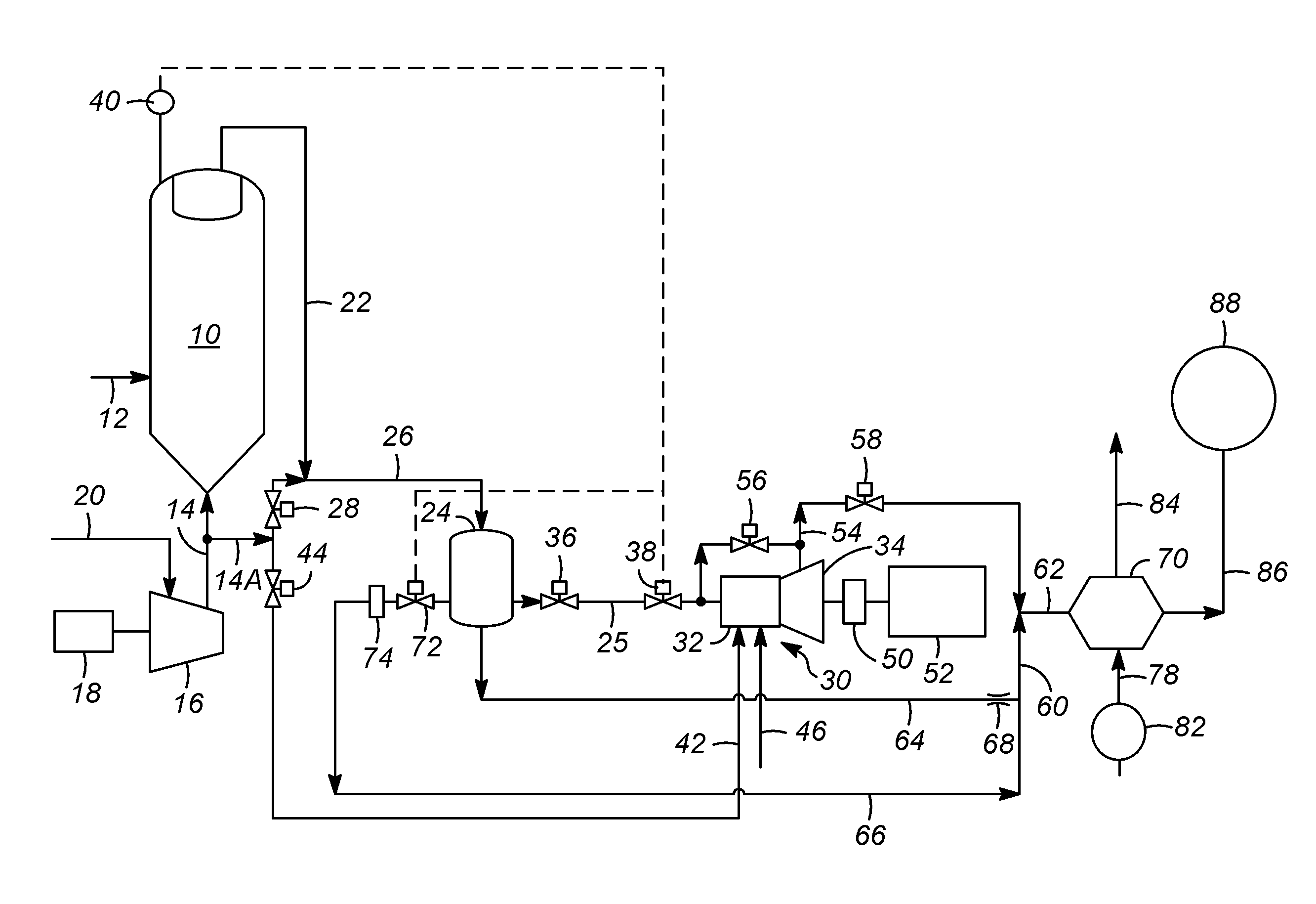 System and process for recovering power and steam from regenerator flue gas
