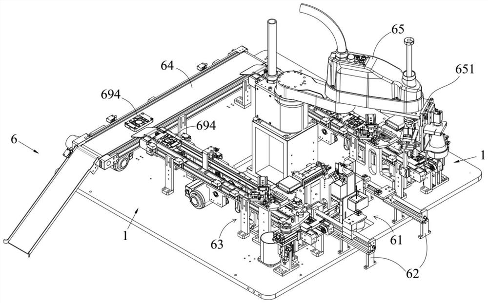 Film tearing and assembling integrated assembly line